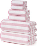 REDKISS Ultra Soft Bath Towel Set 6-Piece 35"x70" | 100% Microfiber, Highly Absorbent | Quick Dry Towels for Bathroom, Spa, Gym | 2 Bath, 2 Hand, 2 Washcloths | Pink