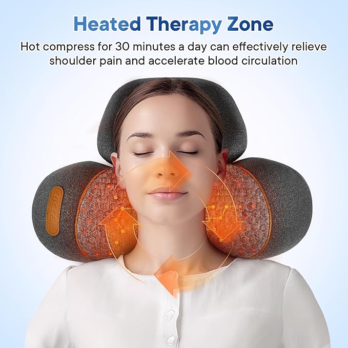 Mothers Day Gifts for Mom 3-in-1Rechargeable Neck Massager Pillow with Heat, Vibration & Traction, Deep Tissue Pain Relief, Neck Hump Corrector & Cervical Support for Home Office Travel