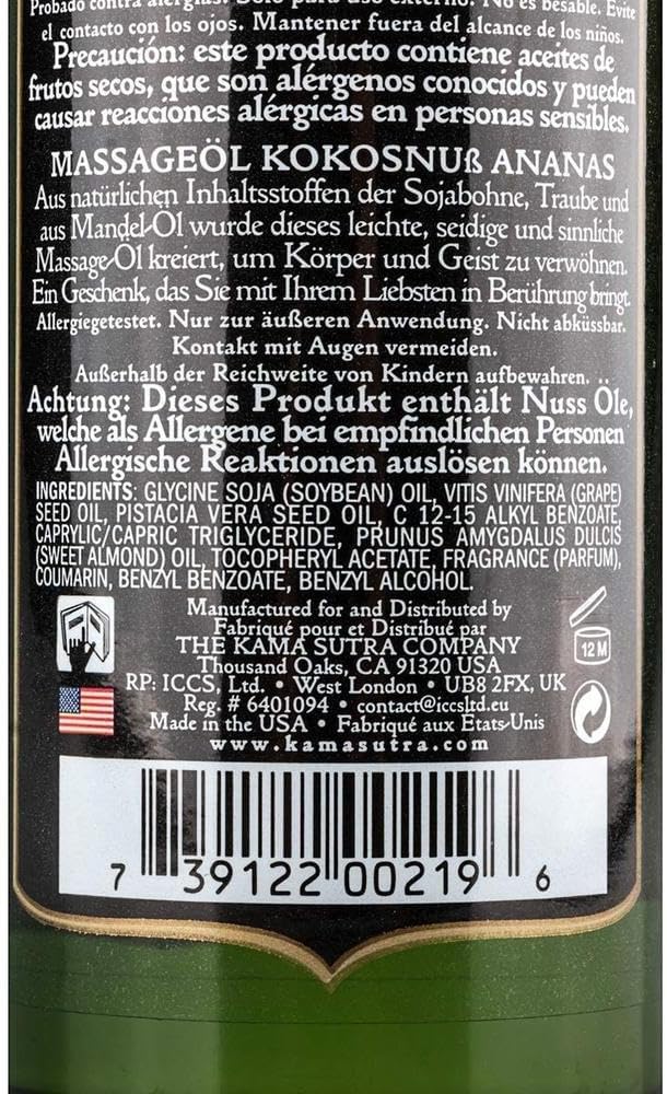 Kama Sutra Naturals Massage Oil, Coconut Pineapple, 8 Ounce