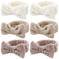 WHAVEL 6 Pack Spa Makeup and Facial Microfiber Bow Headbands - Fluffy Hair Bands for Skincare and Face Washing (Type 16)