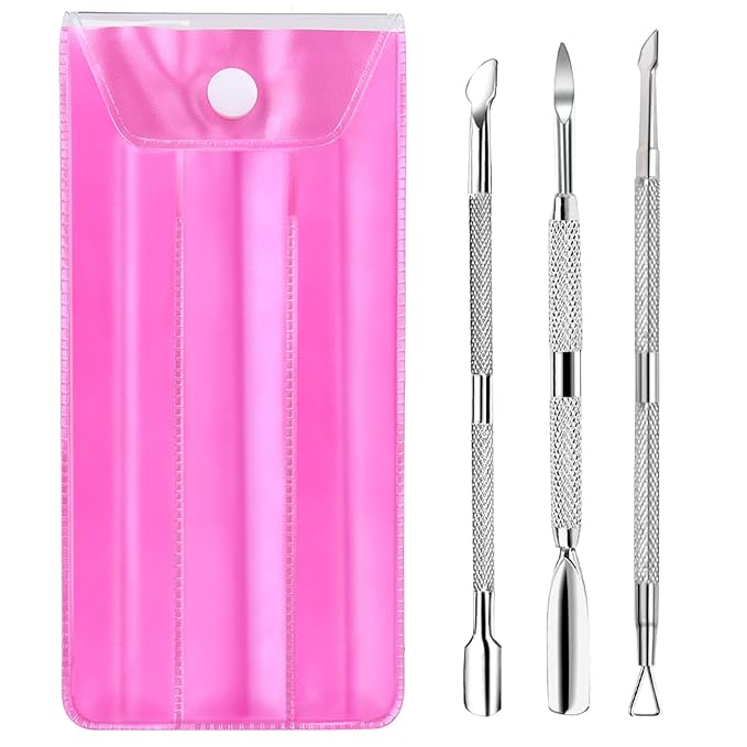 YGDZ Cuticle Pusher, 3PCS Gel Nail Polish Cuticle Remover Nail Cuticle Pusher Stainless Steel Manicure Pedicure Tools Metal Cuticle Peeler Scraper for Fingernails and Toenails