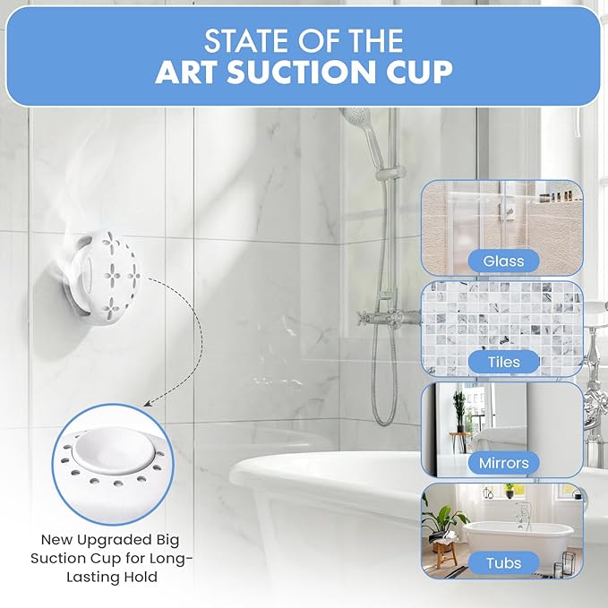 Shower Steamer Tray & Holder with Suction Cup – Non-Slip Silicone Molds for Aromatherapy Shower Steamers (1, White)