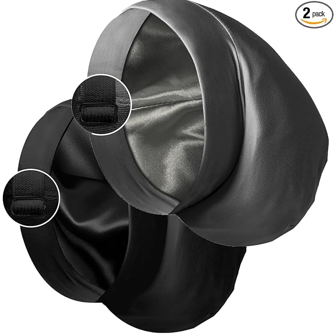 Satin Bonnet Silk Lined Sleep Cap- Adjustable Hair Cover for Women Men Frizzy Hair Night Cap Patients Care