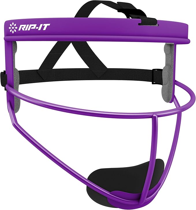 RIP-IT Original Defense Softball Face Mask, Lightweight, Protective Fielder's Softball Face Shield with Ponytail Strap & Soft Foam Padding
