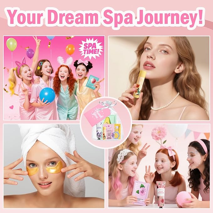 90PCS Spa Party Supplies for Women & Girls, Spa Party Favors Include Face Masks, Hand Cream, Lip Balm, Under Eye Patches, Lip Mask, Spa Birthday Sleepover Party Supplies, Teacher Appreciation Gifts