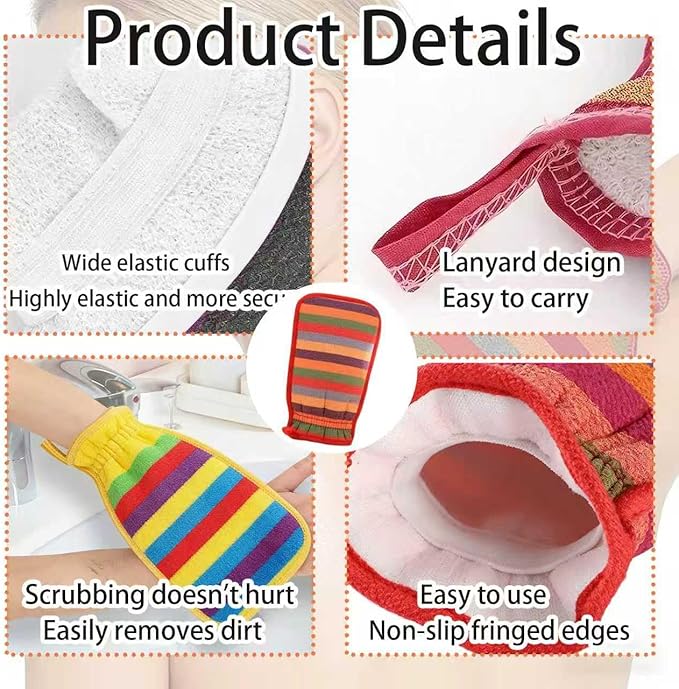 3Pcs Exfoliating Gloves, Exfoliating Glove for Bath Scrub, Dead Skin Remover, Body Scrub Gloves for Shower, Spa, Massage and Dead Skin Cell Remover Loofah