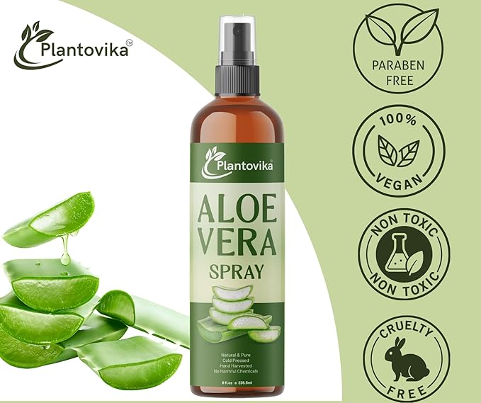 Aloe Vera Facial & Body Mist, 8 Fl Oz, Hydrating Face, Neck, hair and Skin Spray. Sunburn Relief & After Sun mist