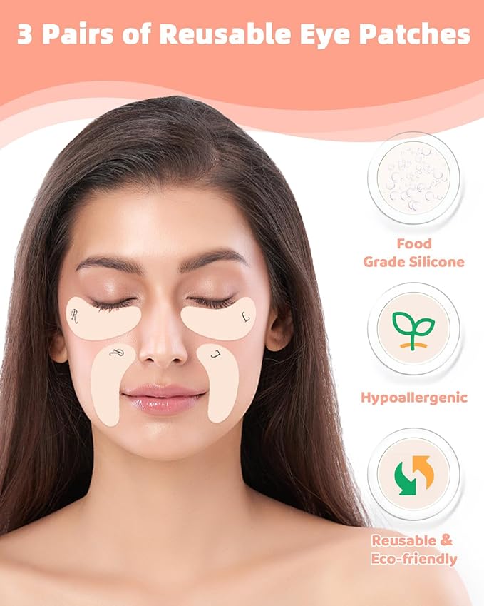 Under Eye Patches Silicone - 3 Pairs Reusable Eye Wrinkle Patches, Reusable Under Eye Mask, Plump Fine Lines & Wrinkles, Cream