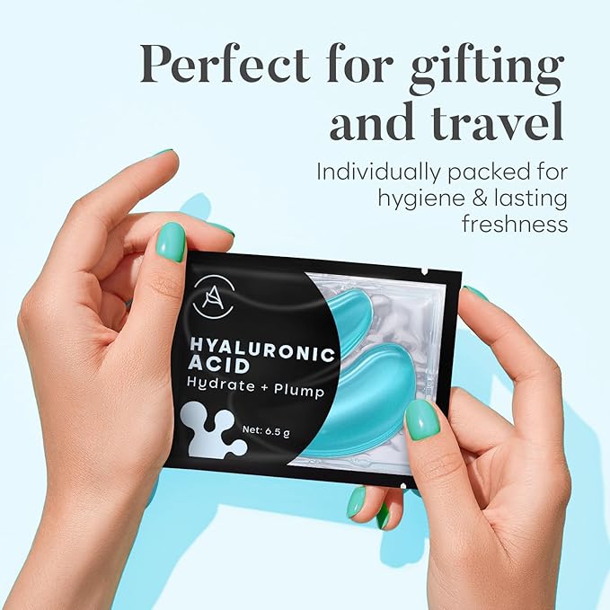 AURAE Hyaluronic Acid Under Eye Patches (30 Pairs) - For Dark Circles & Puffiness - Hydrating Eye Mask for Care