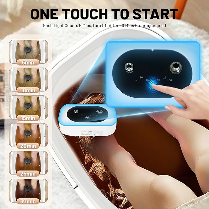 Ionic Foot Bath Detox Machine,Foot Detox Foot Bath Soak Tub with 2 Arrays,80 Disposable Liners,Detox Sea Salt,Folding Foot Spa Bucket,Home Salon-Level Foot Soaking Tub