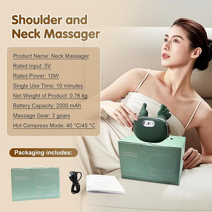 Siasoo Neck Massager With Heat-Wireless Portable Shiatsu Neck and Shoulder Deep Tissue 4D Kneading Back Massage With Fingers,Simulated Human Hand Design Muscle Relax Massager Mothers Day Gifts For Mom