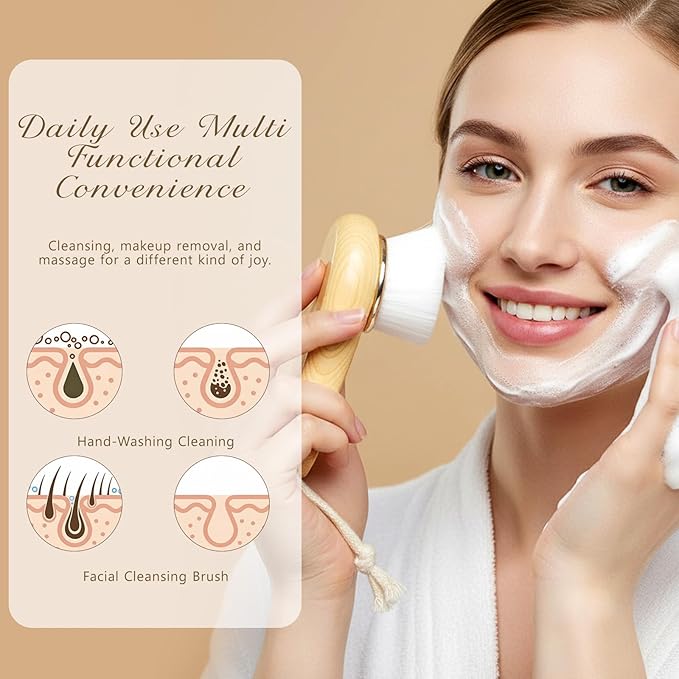 2pcs Soft Bristle Face Cleansing Brush Manual Face Brush for Deep Pore Cleaning Faces Scrubber Exfoliation Lymphatic Drainage Makeup Care and Skin Care with Soft Bristles Ergonomic Handle