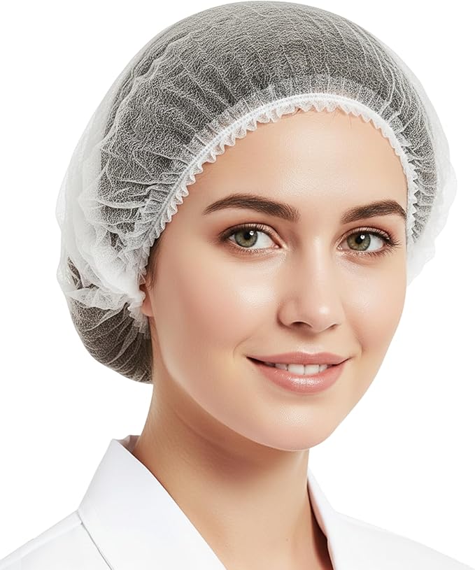 Disposable Bouffant Caps 21 Inch Non Woven Hair Net Elastic Head Cover For Food Service Kitchen Salon Lab Spa And Hygiene Use