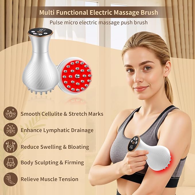 Body Sculpting Machine, Lymphatic Drainage Massager & Anti Cellulite Massage Tool, Helps Reduce Stretch Marks & Cellulite, Pain Relief Devices for Legs, Arms & Belly, Body (White)