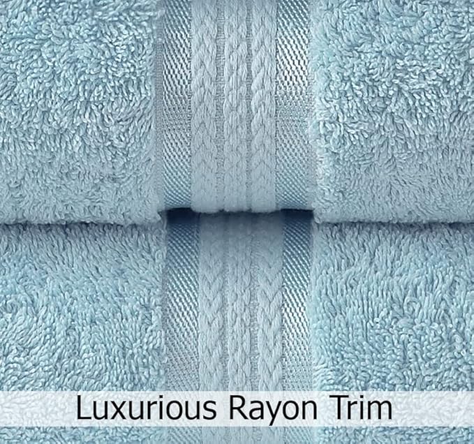 COTTON CRAFT Ultra Soft Washcloths - 12 Pack 100% Cotton Facecloths - Baby Wash Cloth Set - Absorbent Quick Dry Everyday Luxury Bathroom Kitchen Spa Gym Pool Dorm - Plush 580 GSM - 12x12 - Light Blue