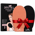 Exfoliating Gloves –100% Vegan Viscose Kessa Mitt for Dead Skin Removal, Self-Tan Fade, and Keratosis Pilaris – Dual-Texture Glove for Spa & Massage (2 Pack,Black/Orange)