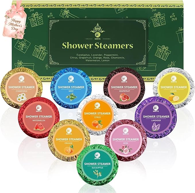 Shower Steamers Aromatherapy, Christmas Birthday Gifts for Women Men, 10 Different Shower Bombs with Fruity Floral Fragrances, Self Care Spa Gifts White Elephant Stocking Stuffers