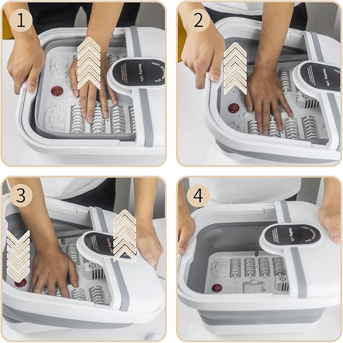Collapasible Foot Spa Bath Massager with Heat, Pedicure Foot Spa with Bubbles/Timer/Temperature Control, Feet Soak Tub for Home, Office, Relaxation and Stress Relief, Gift for Men and Women