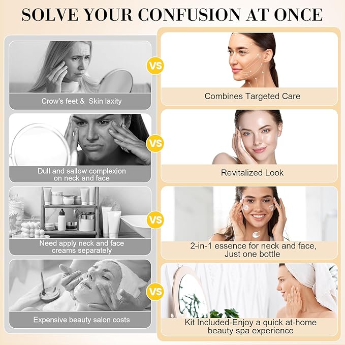 Neck Creams for Tightening and Firming-Retinol Moisturizer Anti Aging Wrinkle Cream 3-in-1 Hyaluronic Acid Ceramides Women&Men-Day/Night Face&Neck Cream with Jade Roller&Reusable Neck Wrinkle Patches