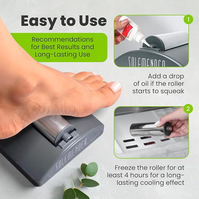 Foot Massager Roller for Plantar Fasciitis Relief - Freezable Cold Therapy Roller to Soothe Foot Pain & Sore Arches or Heels - Cooling Massager for Neuropathy & Inflammation