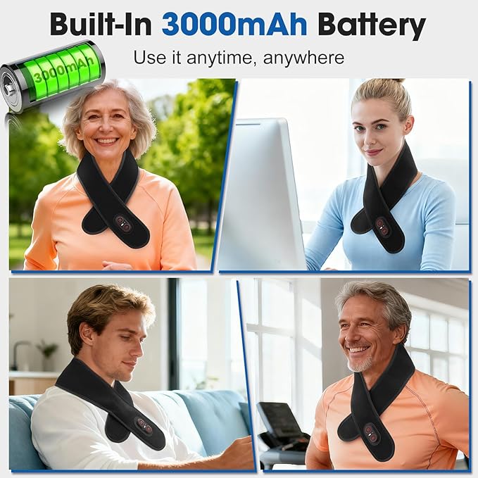 Cordless Neck Heating Pad for Pain, Neck Massager with 660nm 850nm Red Light, Neck Heating Pad for Pain Electric, Heated Neck Brace Wrap for Soreness Stiffness Pain Relief