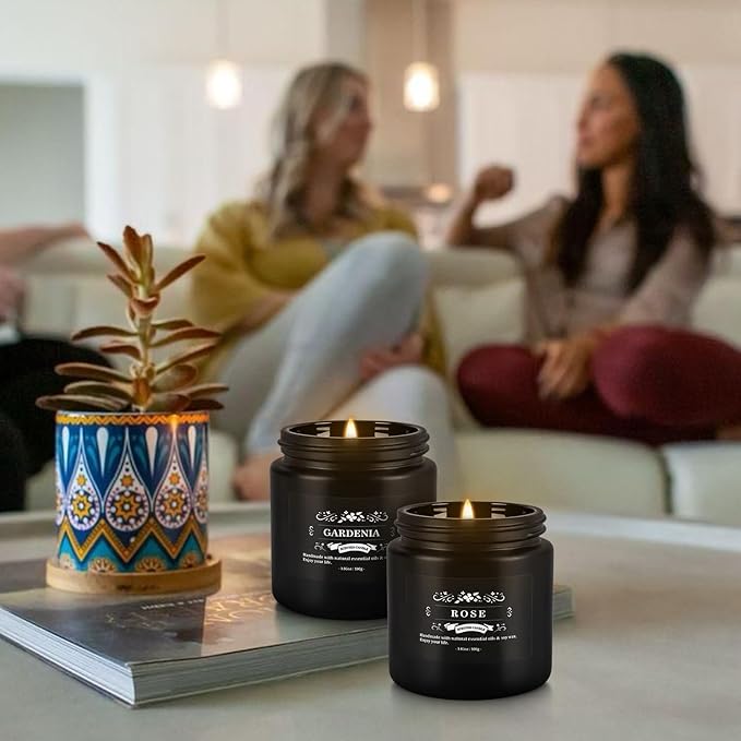 YOROXRG Scented Candles Gifts Set 24 Pack Soy Wax Travel Tin Jar Candles for Home 3.05 OZ for Mom for Christmas, Birthday, Thanksgiving, Mother's Day(Black)
