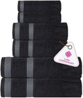 CASA COPENHAGEN Solitaire 6Pcs 100% Egyptian Cotton Large Designer Towels Gift Set- Pine Grey, 600GSM, 2Bath 2Hand 2Washcloths, Bath Towels for Bathroom Set for Women & Men