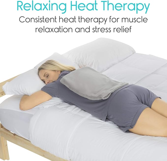 Vive Moist Heating Pad - Electric Heated Warming Hot Wrap for Heat Therapy on Back, Knee, Shoulder, Neck Pain, Period Menstrual Cramps, Cats, Dogs, Pets - Portable, Auto Shut Off (12" x 15")