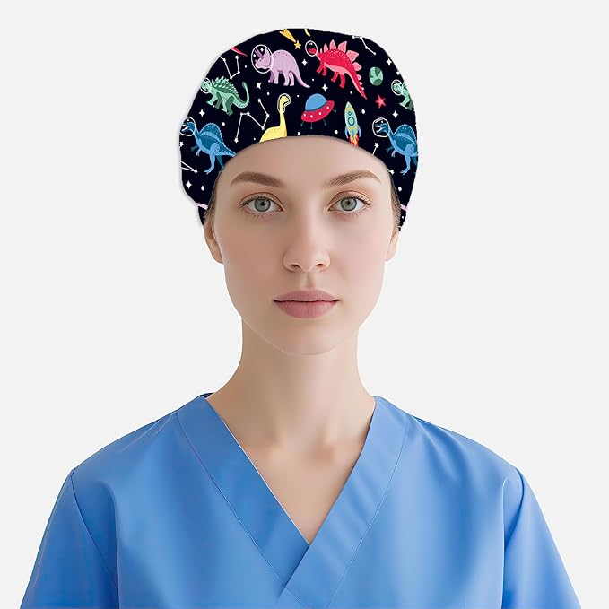 2 Pcs Working Cap with Sweatband for Women Men, Adjustable Cleaning Working Hats, Nurse Surgical Caps
