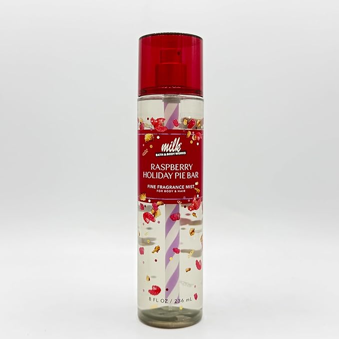 Bath & Body Works Milk Raspberry Holiday Pie Bar 4-Piece Gift Set | Includes: Body Wash, Fine Fragrance Mist, Ultimate Hydration Body Cream and Vanilla Butter Cream Hand Cream