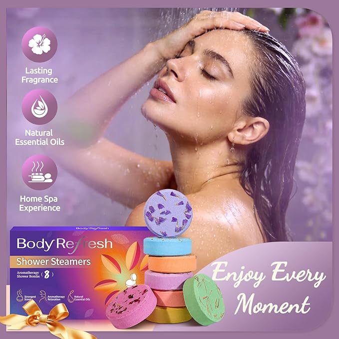 Shower Steamers Aromatherapy - 8 Pack Shower Bombs with Essential Oils, Mothers Day Gifts for Mom Wife, Birthday Gifts for Women Self Care Relaxation Home SPA Stress Relief Teacher Appreciation Gift