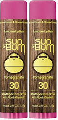 Sun Bum SPF 30 Sunscreen Pomegranate Lip Balm - Moisturizing Aloe Vera and Vitamin E - Vegan and Cruelty Free - Broad Spectrum UVA/UVB Lip Protection - 0.15 oz Stick,(Pack of 2)
