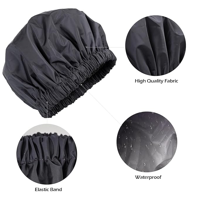 Shower Cap for Women Reusable Waterproof, Large Bath Cap with Elastic Band, Hair Caps for Long Hair and Braids, Black