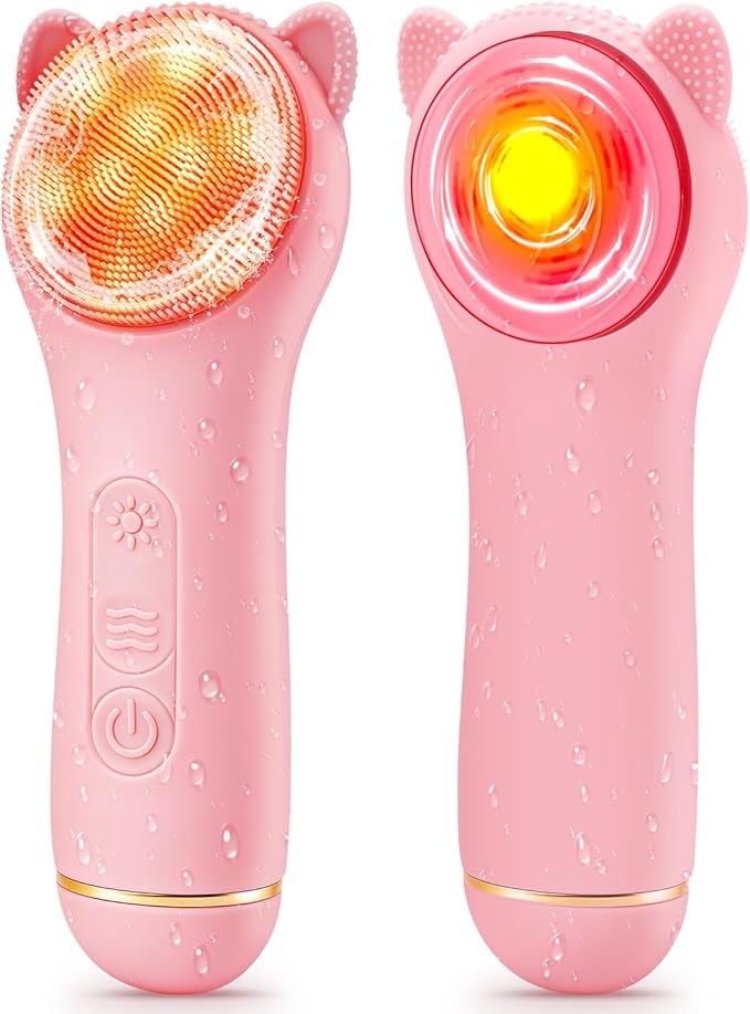 Facial Cleansing Brush Rechargeable, Waterproof Face Scrub Brush for Cleansing (Pink)