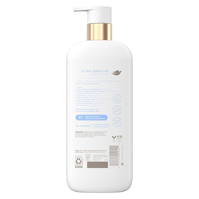 Dove Serum Body Wash Ultra Gentle hydrating cleanse with only 10 essential ingredients 18.5 Fl Oz (Pack of 4)