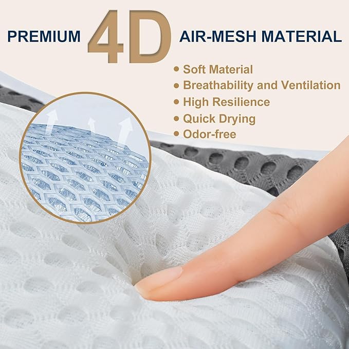 Bath Pillow for Tub Ergonomic Bear Shape Design Bath Pillow for Head and Neck Support SPA Gift Bathtub Pillow 4D Air-Mesh with 8 Suction Cups Washable Gray(2 Pack)