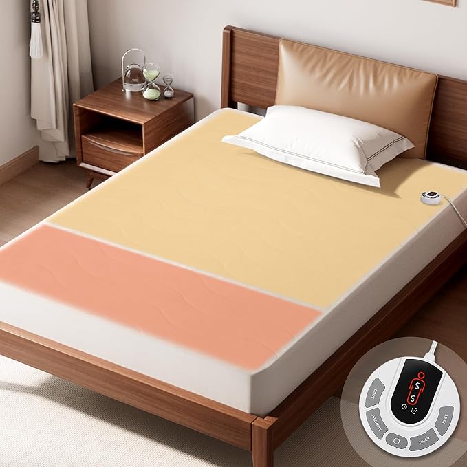 GOTCOZY Multi-Zone Heated Mattress Pad Full Size - Electric Mattress Pad Fit up to 15" with 10 Heat Setting & 12 Hour Auto Off, Independent Body & Feet Heating, Machine Washable（Bleach）