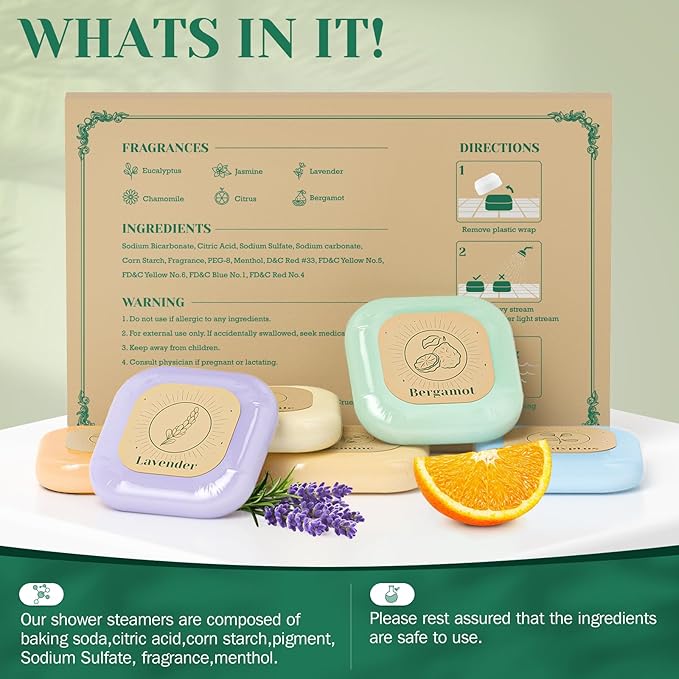 SeasonBliss Shower Steamers for Valentine's Day, 6 Pack Set Shower Bombs Tablets with Presents Box for Women with 6 Fragrances with Shea Butter for Self-Care & Relaxation, Mother's Day, Christmas