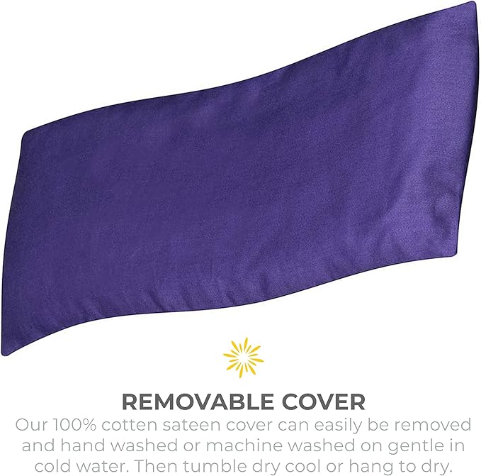 Sunshine Yoga 4-Pack Unscented Sateen Eye Pillows, Low-Luster, 9’’ x 4’’ Flaxseed Weighted Eye Mask for Sleeping, Hot or Cold Therapy for Relaxation, Migraine, and Headache, Purple