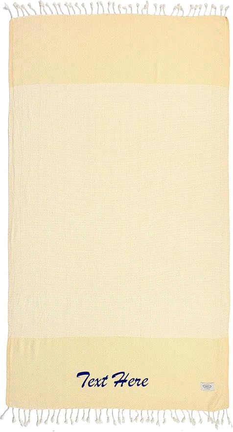 Personalized Embroidered Beach Towel | Throw Blanket, Easy Carry, Sand Free, Highly Absorbent, Quick Dry, Turkish Towels for Camping Bath Beach Gym Pool Yoga SPA by Lahammam, Mediterranean, Yellow