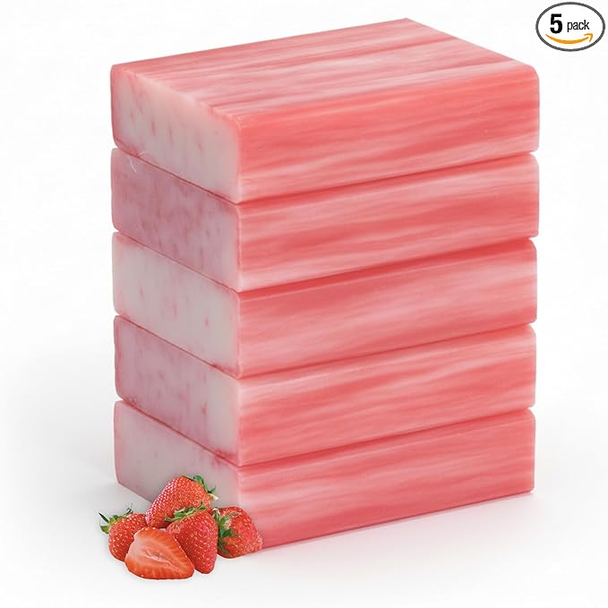 Simple Scents Australia Melon Strawberry Scented Natural Soap Bars (5 Bars), 3.5oz Moisturizing French Triple Milled Soap Bars Enriched with Shea Butter - Pure Plant Oil Bath & Body