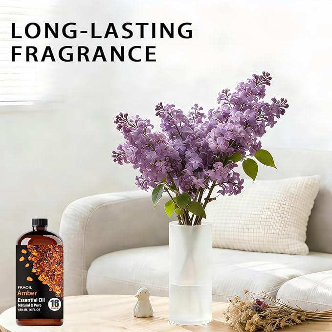 Amber Essential Oil, Amber Oil 16 Fl Oz 480ML for Diffuser Humidifier Yoga Cleaning DIY Candle Soap Making Essential Oils