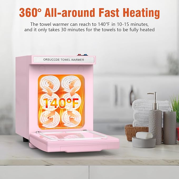 Hot Towel Warmer for Spa, Small Towel Warmer for Esthetician, Mini Towel Warmer for Facial Salon Beauty, Professional Towel Heater Towel Warmer Cabinet(5.5L-Pink)