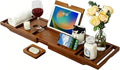 Kiasthome Teak Bathtub Caddy, Expandable Bath Tray, Non‑Slip Luxury Tub Caddy with Wine Phone Tablet Holder, Wooden Bath Accessory for Home Spa and Gift