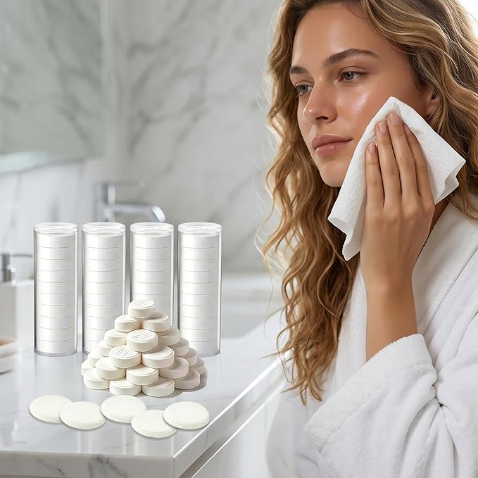 Disposable Face Towel Hot Face Towels spa hot towel for face Towels Suitable for Towel Warmers manually Soaked in Water or Can be Used in dispensers Compressed Towel Tablets (80PCS spa Soft Towels)