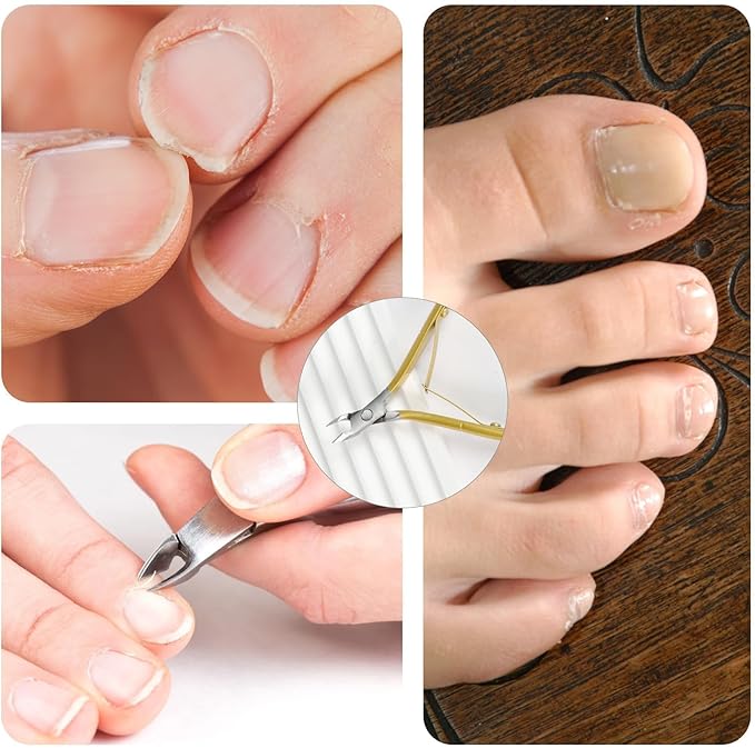 Fine Edge Cuticle Trimmer & Nippers, Scissor, Silicone Handle Nail Tools for Precise Removal, Durable Washable Cuticle Cutter & Remover Nail Clippers (Gold-1 PACK)