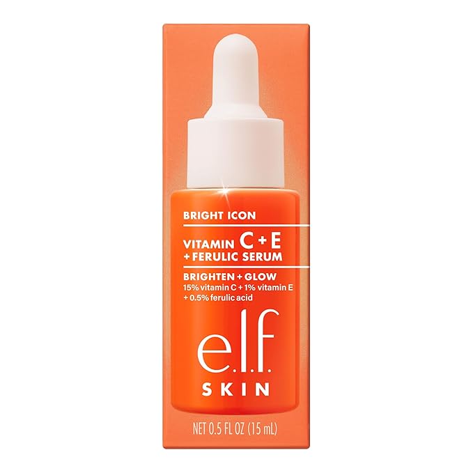 e.l.f. SKIN Bright Icon Vitamin C + E + Ferulic Face Serum Mini, Brightening & Soothing with 15% Vitamin C, Vegan & Cruelty-Free