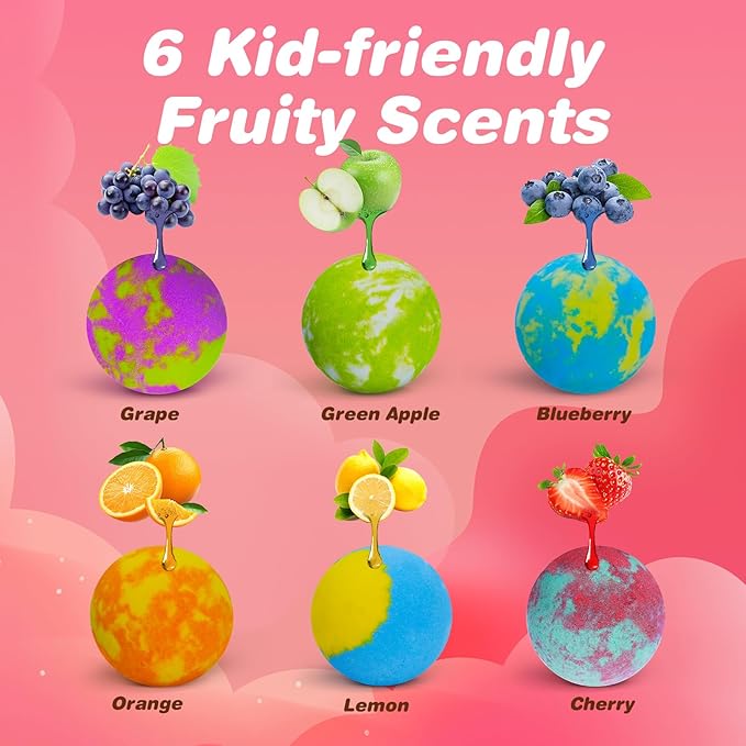 Bath Bombs for Kids with Surprise Toys Inside, 6 Pack Bath Bombs Gift Set with Pull-Back Vehicles Cars, Fun and Bright Colors Bubble Set, Car Bath Toys for Boys Girls Birthday, Easter Basket Stuffers