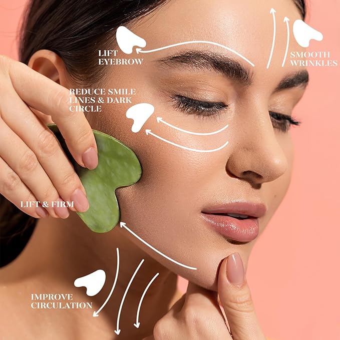 BAIMEI IcyMe Jade Face Roller & Gua Sha, Facial Beauty Skin Care Tools, Self Care Gift for Men Women, Massager for Face, Eyes, Neck, Relieve Fine Lines and Wrinkles - Green