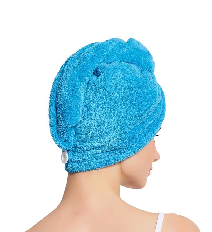 HOPESHINE Hair Drying Towel Twist Women's Soft Shower Microfiber Towels for Hair Turban Wrap Fast Drying Ultra Absorbent Cap Great Gift for Women (3-Pack Dark Grey+Grey+ Sky Blue)